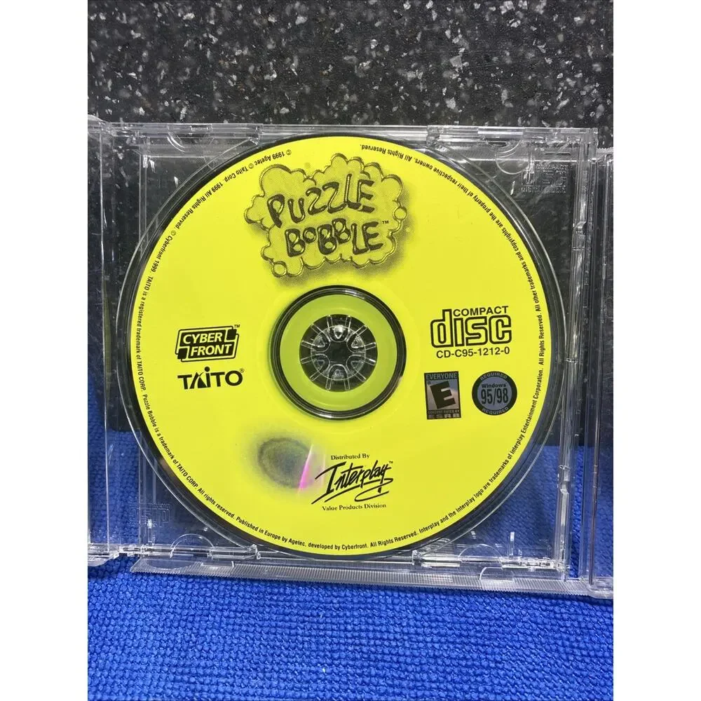 Puzzle Bobble 1 & 2 (PC 1999 CD-ROM Set) Tile-Matching Arcade Classic Windows 98